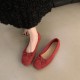 Women's French flat pumps, 2024 new retro suede red shoes, fairy-style ballet toe shoes. Women's French flat pumps, 2024 new retro suede red shoes, fairy-style ballet toe shoes.