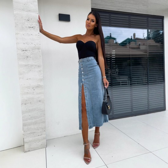 Amazon cross-border women's buttoned, irregularly slit, high-waisted, sexy, slim-fitting skirt, now in stock. Amazon cross-border women's buttoned, irregularly slit, high-waisted, sexy, slim-fitting skirt, now in stock.