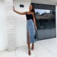 Amazon cross-border women's buttoned, irregularly slit, high-waisted, sexy, slim-fitting skirt, now in stock. Amazon cross-border women's buttoned, irregularly slit, high-waisted, sexy, slim-fitting skirt, now in stock.