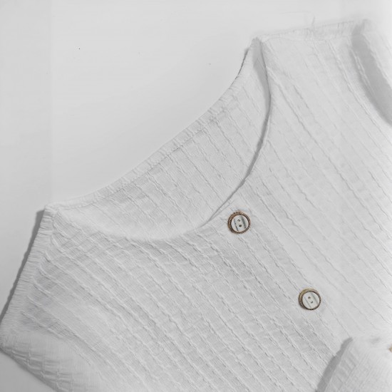 European and American mid-sleeved open shirt for women, 2025 spring and autumn new style, elegant casual round-neck drawstring waisted top European and American mid-sleeved open shirt for women, 2025 spring and autumn new style, elegant casual round-neck drawstring waisted top