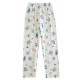 Women's Crepe Printed Pajamas, Spring and Autumn Double-Layer Cotton Gauze Thin Loose Drawstring Pants, Homewear Pants Women's Crepe Printed Pajamas, Spring and Autumn Double-Layer Cotton Gauze Thin Loose Drawstring Pants, Homewear Pants