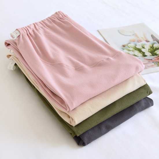 Adjustable maternity pajamas, plus-size, spring and autumn, pure cotton, belly-supporting pants, thin, soft loungewear pants for autumn and winter Adjustable maternity pajamas, plus-size, spring and autumn, pure cotton, belly-supporting pants, thin, soft loungewear pants for autumn and winter