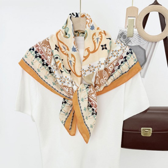 Korean cashew flower fashionable and elegant thin 90cm small square scarf for women, professional decorative scarf, dual-use shawl for outerwear Korean cashew flower fashionable and elegant thin 90cm small square scarf for women, professional decorative scarf, dual-use shawl for outerwear