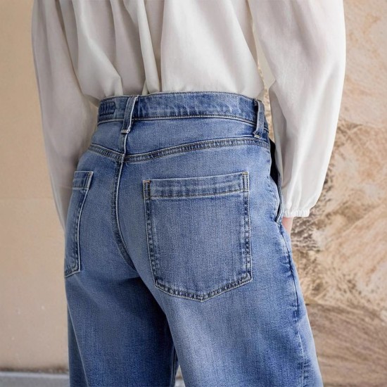 20 25 Spring New European and American Cross-Border Retro Wide-Leg Jeans for Women, Embroidered Stretch Straight-Leg Casual Pants 20 25 Spring New European and American Cross-Border Retro Wide-Leg Jeans for Women, Embroidered Stretch Straight-Leg Casual Pants