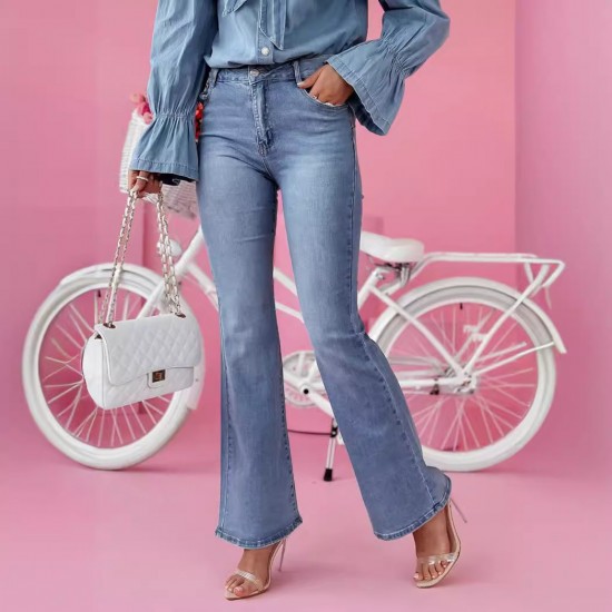 Amazon Cross-Border European and American 2024 Spring/Summer New Flared Jeans for Women: Stylish and Elegant Commuter Casual Pants Amazon Cross-Border European and American 2024 Spring/Summer New Flared Jeans for Women: Stylish and Elegant Commuter Casual Pants
