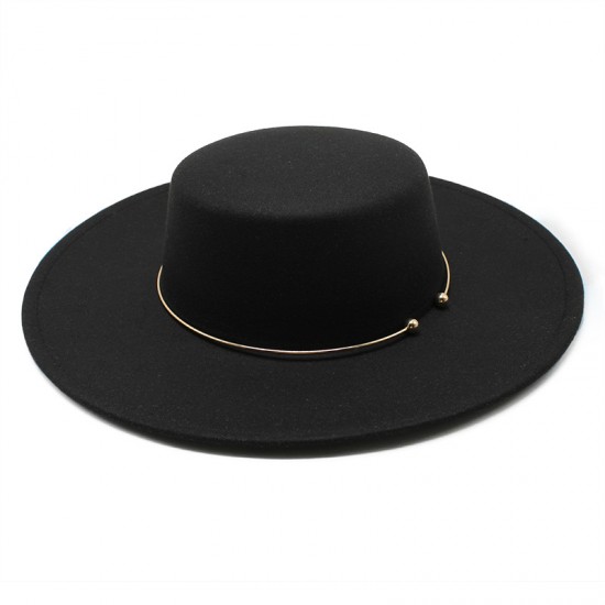 2021 autumn and winter new cross-border thickened men's and women's hat 10cm wide-brim wool felt flat-top hat 2021 autumn and winter new cross-border thickened men's and women's hat 10cm wide-brim wool felt flat-top hat