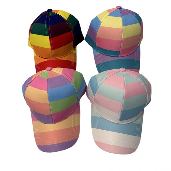 New cross-border colorful striped baseball caps, fashionable and versatile for spring and summer, outdoor colorblock sun hats for men and women. New cross-border colorful striped baseball caps, fashionable and versatile for spring and summer, outdoor colorblock sun hats for men and women.