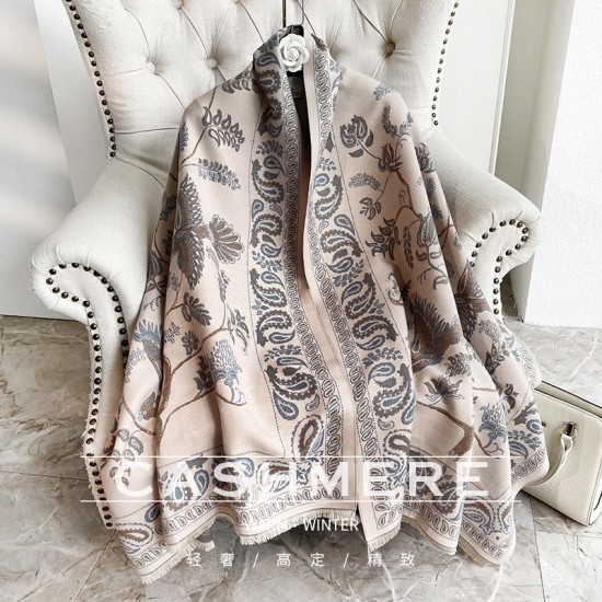 New women's scarf, winter office nap blanket, faux cashmere tassel warm scarf, thickened.