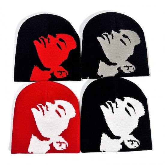 Cross-border Popular Fall/Winter Multicolor Instagram Portrait Pattern Y2K Knitted Hat, Popular European and American Hip-Hop Casual Outdoor Style Cross-border Popular Fall/Winter Multicolor Instagram Portrait Pattern Y2K Knitted Hat, Popular European and American Hip-Hop Casual Outdoor Style