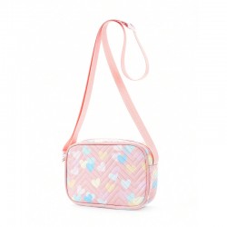 Fashionable PU small Korean-style trendy sequined square bag, casual crossbody bag, cartoon heart-shaped shoulder bag for women.