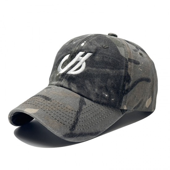 New American distressed lettered embroidered large logo camouflage baseball caps, outdoor casual sun protection caps. New American distressed lettered embroidered large logo camouflage baseball caps, outdoor casual sun protection caps.