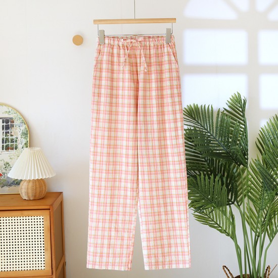 Women's padded pajamas, pure cotton double-layer gauze thin long sleeves, Japanese-style bra-free spring and summer loungewear two-piece set. Women's padded pajamas, pure cotton double-layer gauze thin long sleeves, Japanese-style bra-free spring and summer loungewear two-piece set.