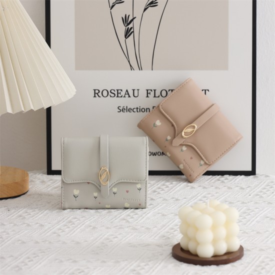 New Lovebu women's wallet, short, small, clear. New printed folding zipper and clasp multifunctional card and coin purse New Lovebu women's wallet, short, small, clear. New printed folding zipper and clasp multifunctional card and coin purse