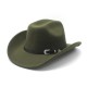 New straight-top cowboy hats for men. British-style woolen hat, flat-top, flat-brimmed black hat, European and American style