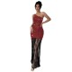 Elegant One-Shoulder Lace Maxi Dress: European and American Fashion Casual Autumn and Winter Style, Elegant Mesh Knitted Slim Fit Dress Elegant One-Shoulder Lace Maxi Dress: European and American Fashion Casual Autumn and Winter Style, Elegant Mesh Knitted Slim Fit Dress