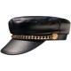 Chained leather beret for women, British retro octagonal hat, Japanese influencer Korean style, versatile PU leather painter hat