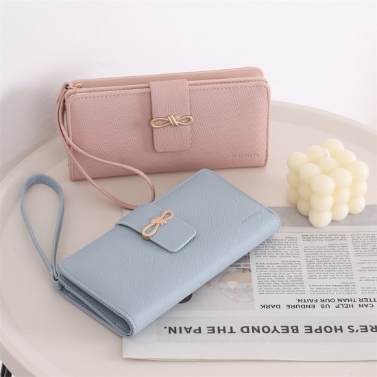 Lianbu new women's long wallet, Japanese and Korean style, fresh and simple, solid color, multi-card slots, student wallet. Lianbu new women's long wallet, Japanese and Korean style, fresh and simple, solid color, multi-card slots, student wallet.