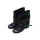 Women's western cowboy boots, pleated black, round-toe, vintage, thick-heeled knight boots. Women's Boots Women's western cowboy boots, pleated black, round-toe, vintage, thick-heeled knight boots. Women's Boots