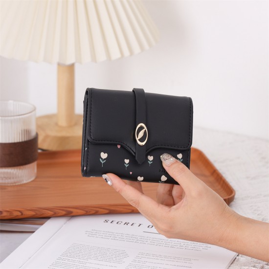 New Lovebu women's wallet, short, small, clear. New printed folding zipper and clasp multifunctional card and coin purse New Lovebu women's wallet, short, small, clear. New printed folding zipper and clasp multifunctional card and coin purse