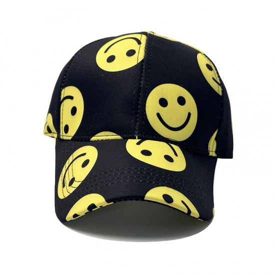 Cross-border Cotton New Smiley Face Baseball Cap, Outdoor Personalized Round Face Baseball Cap, Sun Visor Cartoon Cap