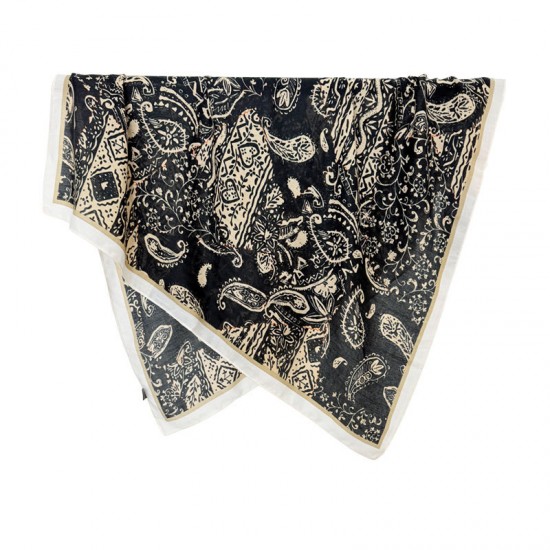 Korean retro and fashionable cashew flower print 9 0*90CM small square women's high-end silk scarf, decorative neckwear, professional scarf Korean retro and fashionable cashew flower print 9 0*90CM small square women's high-end silk scarf, decorative neckwear, professional scarf