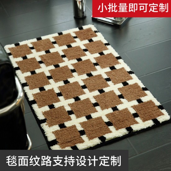 Checkerboard absorbent bathroom floor mats, non-slip bathroom entrance mats, and flocked bedroom entrance floor mats. Checkerboard absorbent bathroom floor mats, non-slip bathroom entrance mats, and flocked bedroom entrance floor mats.