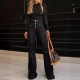 2025 spring new European and American button-down high-waisted jeans for women, slimming and elegant flared trousers, now in stock. 2025 spring new European and American button-down high-waisted jeans for women, slimming and elegant flared trousers, now in stock.