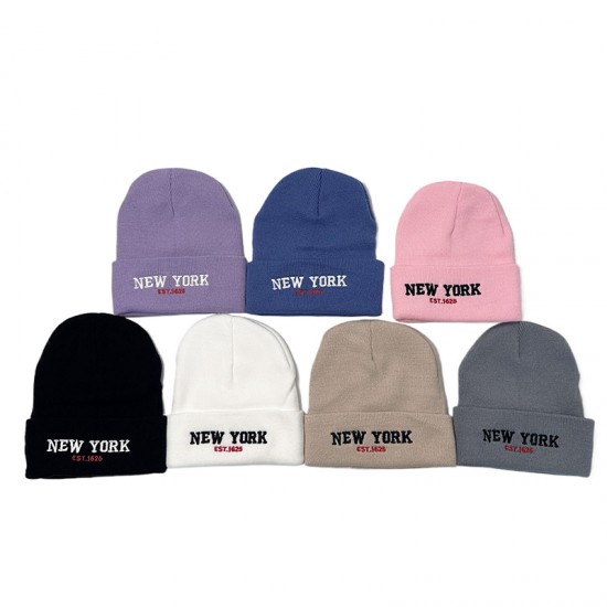 New cross-border Amazon New York letter-embroidered knitted hat, a versatile, warm beanie for men and women in autumn and winter. New cross-border Amazon New York letter-embroidered knitted hat, a versatile, warm beanie for men and women in autumn and winter.