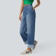 2025 Spring new European and American cross-border fashionable high-waisted straight-leg jeans with cuffed hems for women, casual wide-leg pants. 2025 Spring new European and American cross-border fashionable high-waisted straight-leg jeans with cuffed hems for women, casual wide-leg pants.