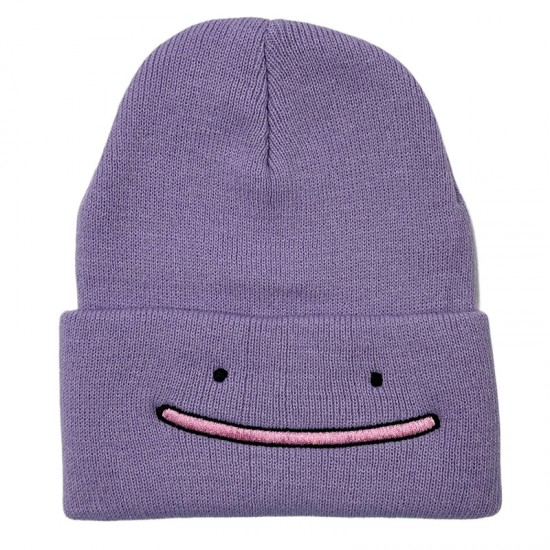 Cross-border Ditto Pokemon embroidered knitted hat, a warm, ear-protective, couple's beanie for women in autumn and winter.