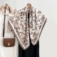 French elegant spring and autumn retro, niche, floral print square scarves, trendy, high-end, sun-protective shawls French elegant spring and autumn retro, niche, floral print square scarves, trendy, high-end, sun-protective shawls